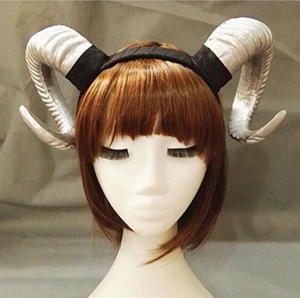 

handmade sheep horn headband hairband accessory demon evil gothic lolita cosplay halloween headwear prop, Silver