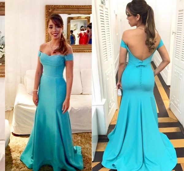 

vintage off shoulders mermaid evening dresses formal gowns with short sleeves satin backless red carpet celebrity prom dress sexy, Black;red