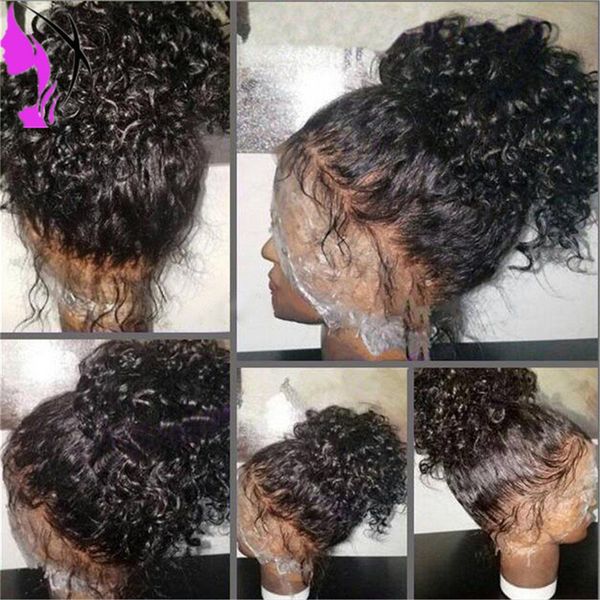 

stock black or brown/burgundy kinky curly synthetic lace front wig high temperature heat resistant for black women
