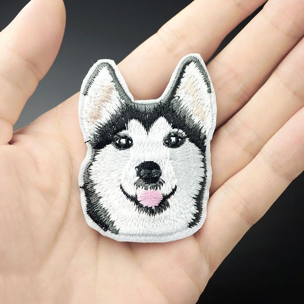 

Husky Dog Embroidered Patches Cute Iron On Sewing Applique Badge Clothes DIY Patch Stickers For Jackets Jeans Garment