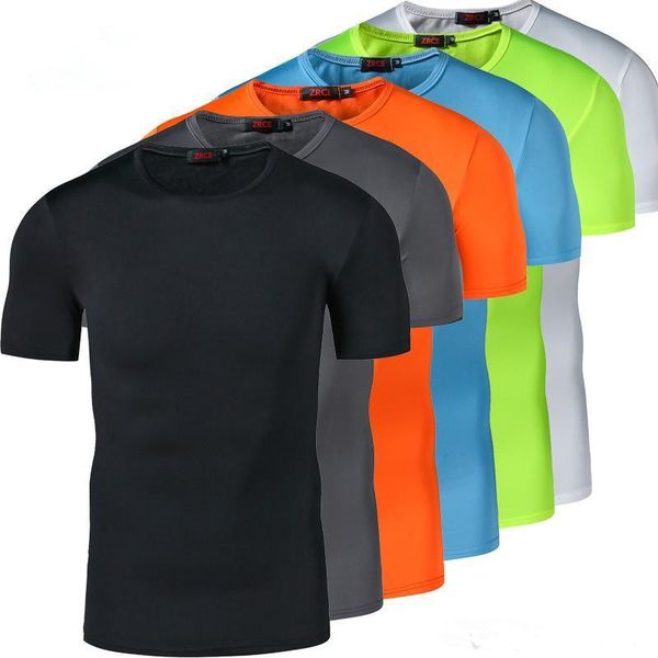 

all men's compression tights shirt running bicycle fitness tees shorts sleeve outdoor quick-drying traning t-shirt, White;black