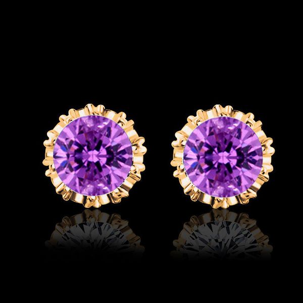 

sparkling 925 silver earrings natural crystal crown small stud earring jewelry for men women wedding earings, Golden;silver