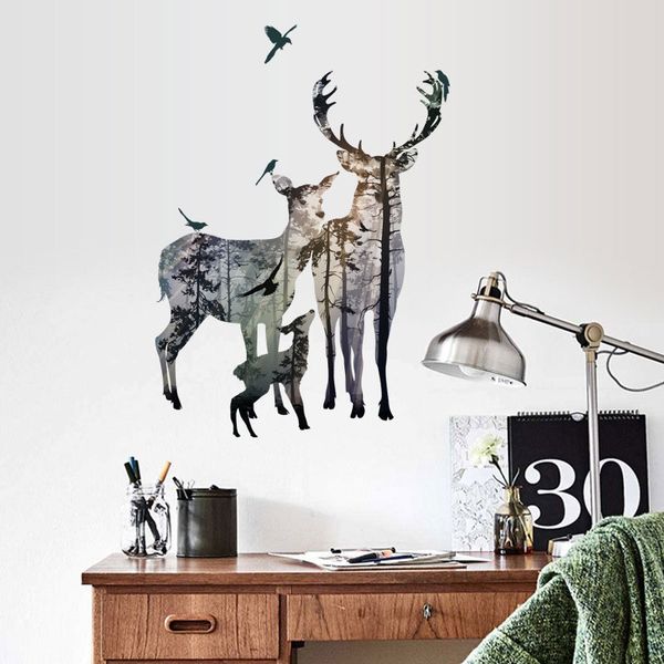 

elk family 3d wall stickers animals art mural wallpaper for living room bedroom for christmas festival decoration