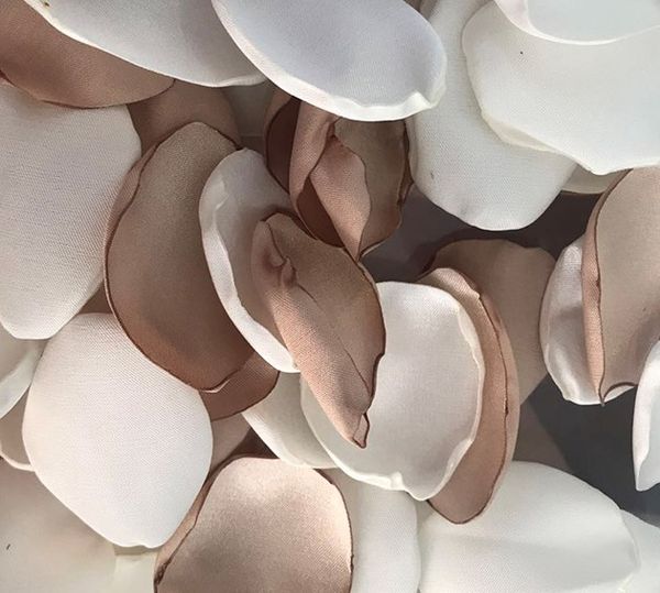 

ivory and champagne wedding rose petals romantic flower girl rose petal real image