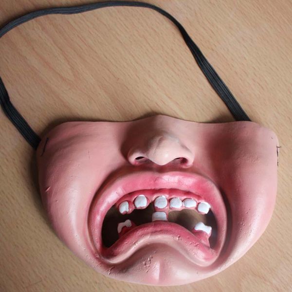 Halloween Rotten Mouth Zombie Horror Skelett Maske Halbgesicht Gruselige Geister Maske für Cosplay Nachtclub