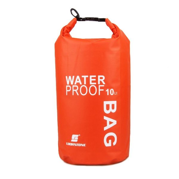 

luckstone 10l waterproof dry bag ultralight for outdoor trips, rafting, kayaking swimming drifting orange