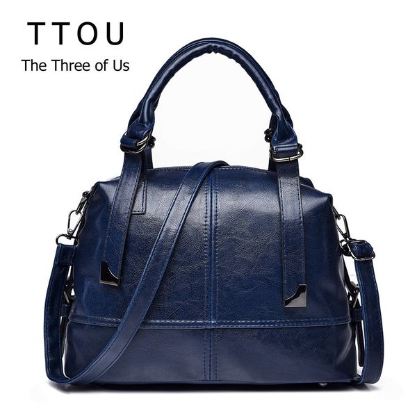 

ttou women pu leather hadnbag fashion solid shoulder bag casual handle bag female daily messenger
