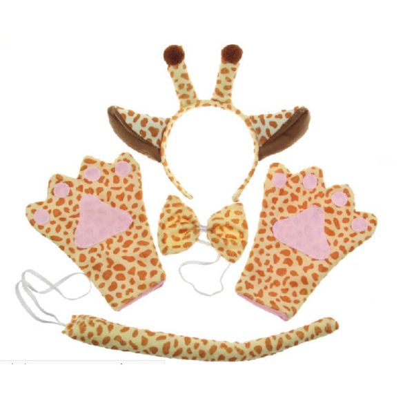 Animal Giraffe Headband Bow Tie Tail Paws Gloves Children Adults