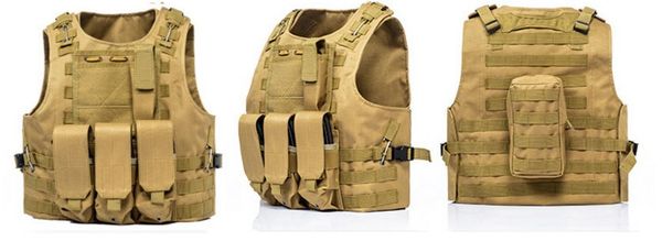 

unloading vest tactical molle air soft protection plates colette soldier combat vest army military three clip vests wholesale, Black;white