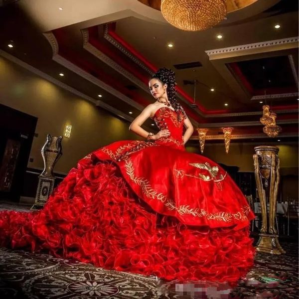 

2019 ярко-красный сладкий 16 бальное платье Quinceanera платья возлюбленной спинки в араб