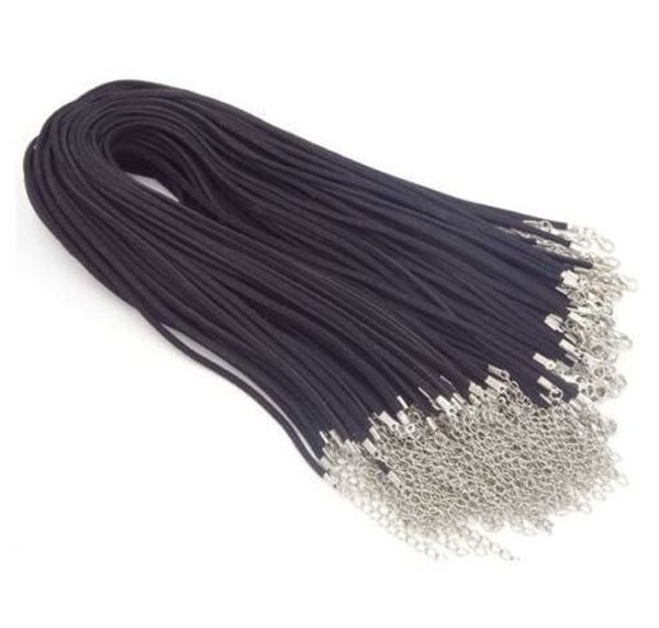 100 pz Nero Coreano Morbido Piatto In Pelle Scamosciata Collana Cord String Corda Catena Chiusura per Monili Che Fanno i risultati