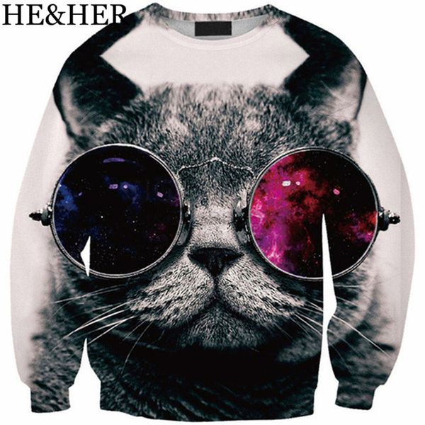 

new fashion hoodie men/women anime character glasses cat 3d print hoodies sweatshirts casual harajuku style streetwear, Black