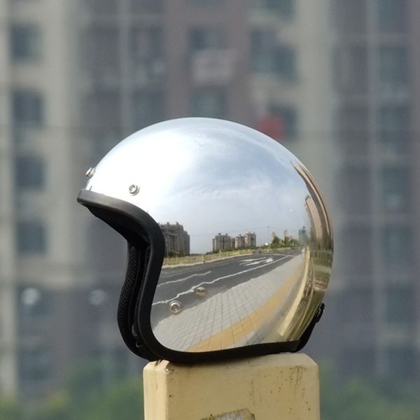 

2015 new personalized fashion chrome cascos capacete motorcycle helmet 3/4 open face vintage scooter jet helmets