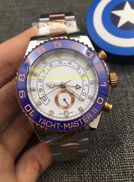 

Высокое качество бренда наручные часы 44 мм Yacht Master 116681 18 к розовое золото керамический безель белый циферблат Азия 2813 механические автоматические два