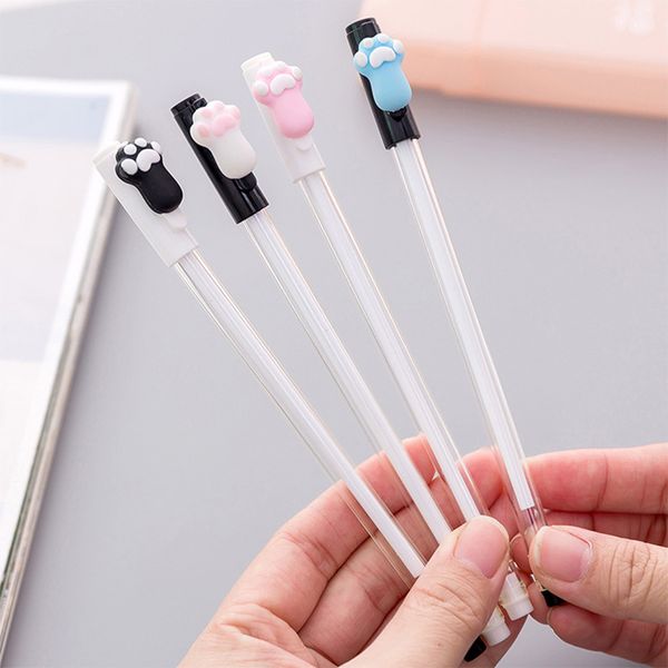 

6 pcs kawaii catty claw gel pen black color 0.5mm roller ball pens kid gift office accessories material canetas escolar fb534
