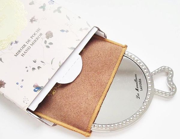 Laduree Les Merveilleuses Miroir de Poche Mão Espelho Vintage Metal Holder Pocket Cosmetics Makeup Espelho com pacote de varejo de saco de transporte