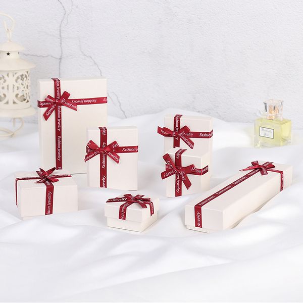 

[ddisplay] jewelry set white box with bowknot,trend lovers ring case,nice jewelry box for necklace, fashion bracelet display, Black;white