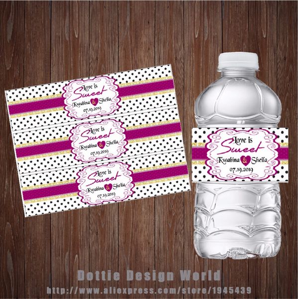 Acheter Personnalisé Bouteille Deau De Mariage Labels Candy Bar Wrapper Personnalisé Douche De Bébé Fête Danniversaire Favor Décoration Fournir De