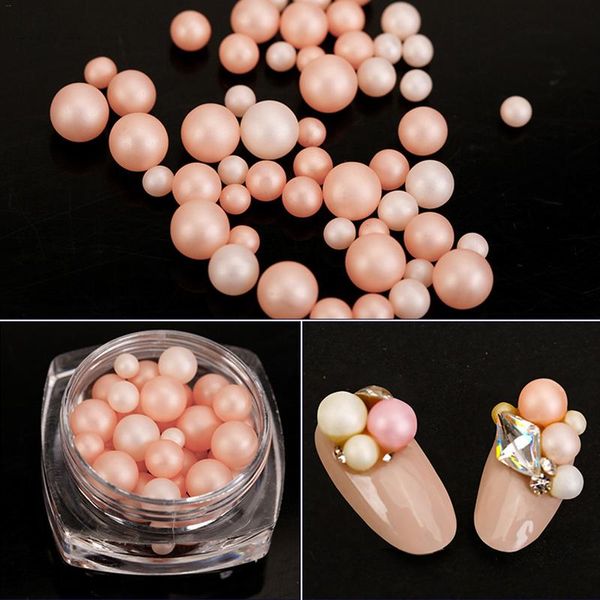 

1 bottle round pearl nail design pearl nail art phone diy decoration decor tools beads flat back gems decor tools, Silver;gold