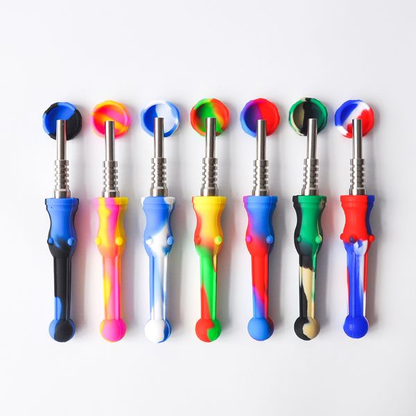 

Силиконовые комплекты NC с наконечником из нержавеющей стали 14.4 мм Силиконовая буровая установка Силиконовая курительная трубка Бонг для водопровода Бесплатная доставка