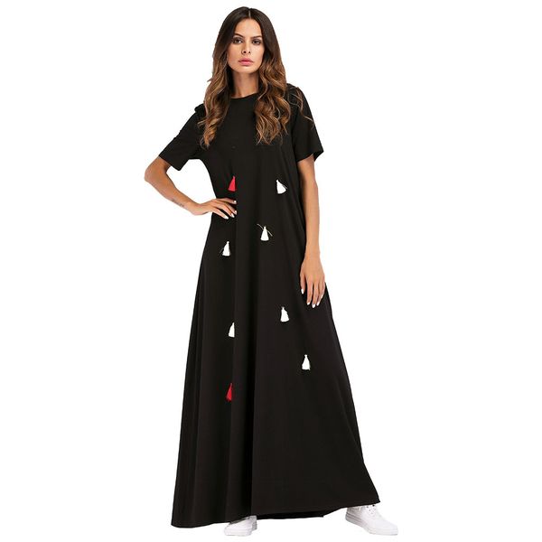

3187031 european and american muslim women fashion solid tassel hanged long skirts muslims robes special month for ramadan musulman vestidos, Red