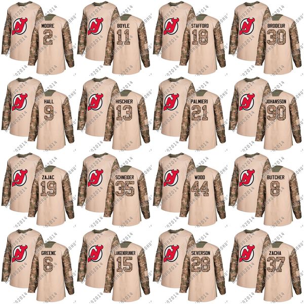 

Youth 2018 Veteran Day New Jersey Devils Nico Hischier Taylor Hall Travis Zajac Martin Brodeur Cory Schneider Miles Wood Kinkad Jersey