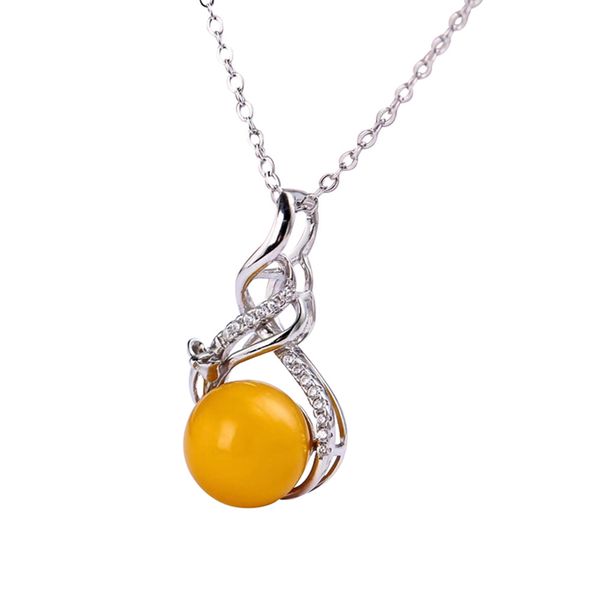 

gemstone jewelry factory wholesale sgarit brand white yellow gold color 925 sterling silver natural amber charm pendant necklace