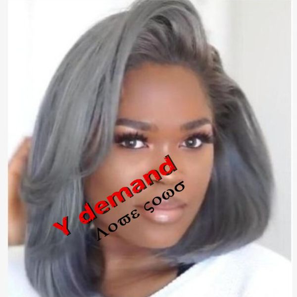 Y Demand Wig For Black Women Grey Bob Hair Afro Synthetic Wigs Like Human Hair Short Side Part Styling A Synthetic Wig Wig Uk From