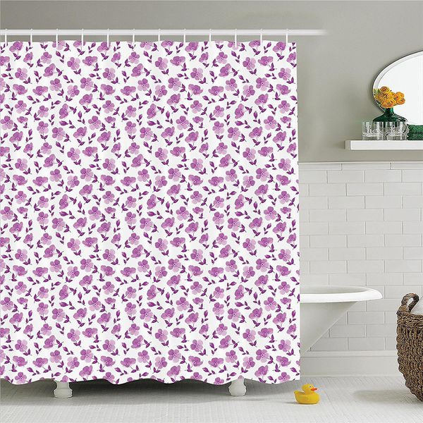 

house decor shower curtain set lilac flowers blossoms spring romantic stylish meadow happy fun countryside bathroom accessories