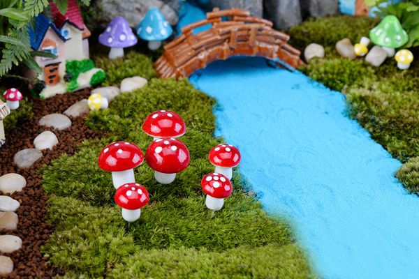 

artificial colorful mini mushroom fairy garden miniatures gnome moss terrarium decor plastic crafts bonsai home decor for diy zakka 100pcs