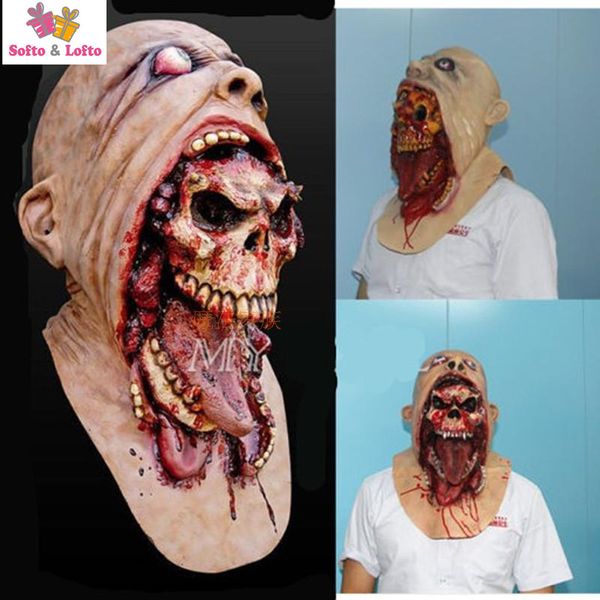 

scary zombie evil mask toy soft rubber halloween party costume dress make up rot bloody horror prank joke gifts