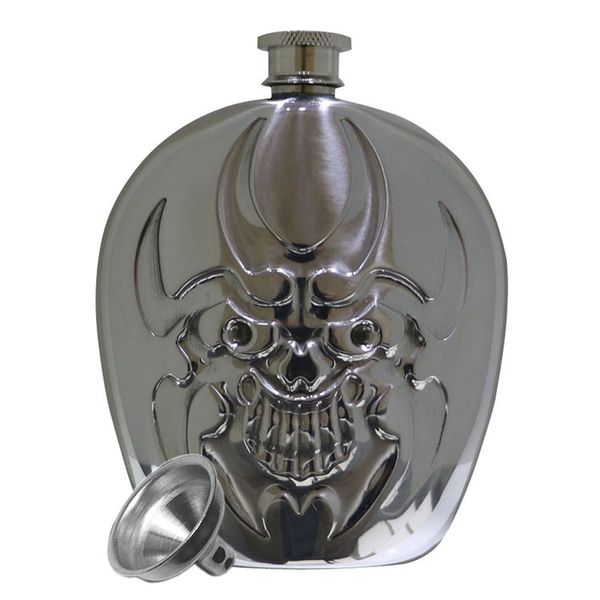 

2017 stainless steel mini hip flask personalized mirror polished portable hip flasks with novel face 6 oz silver mini flasks with funnel