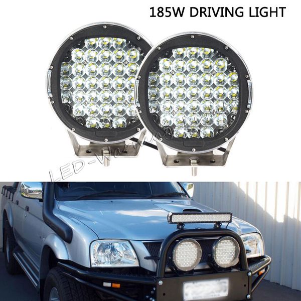 

pair 185w round 9" led driving light off road 4wd racing spotlight 4x4 buggy vehicles truck trailer crane led work lamp