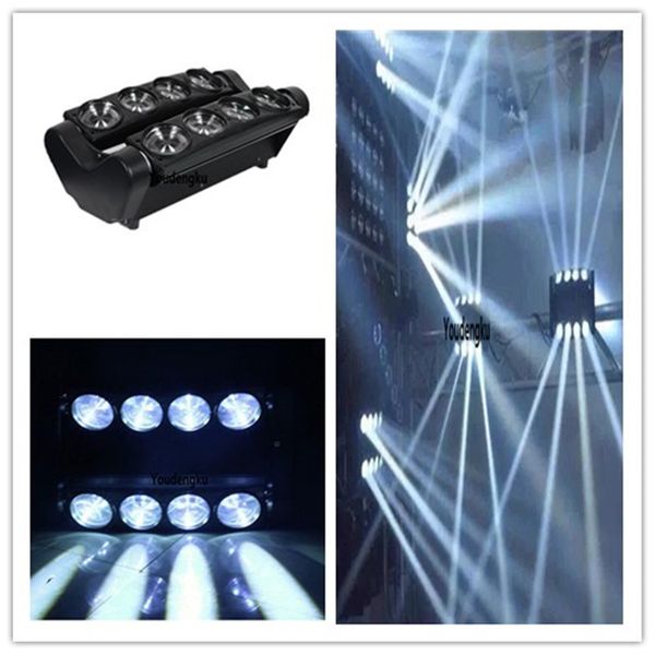2 Parça 8x10w Disko Işıkları Ses Aktif Örümcek DMX Beyaz Hareketli Kafa LED DJ Örümcek Işık