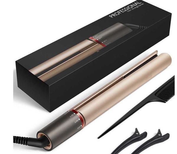 

Hair Straightener Flat Iron 2 in 1 Tourmaline Ceramic Flat Iron for All Hair Types with Rotating Adjustable Temperature and Salon High Heat