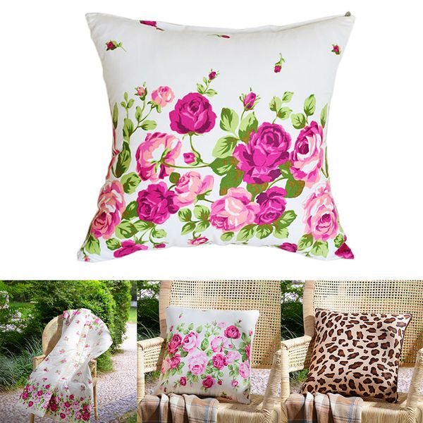 

40*40cm pillow case soft plush printed pillowcase floral stripes for home office 8a0606