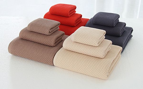 

3pcs/set 100% cotton 34*74cm honeycomb face towel hand towel 70*140cm bath beach 34*34cm square gift toalla de cara