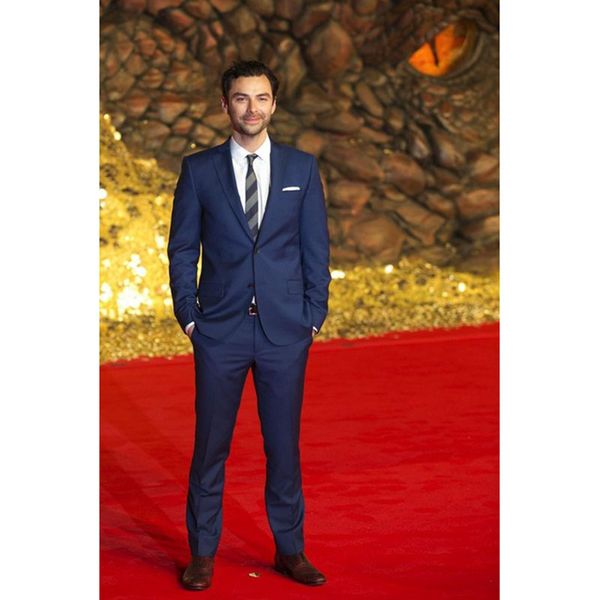 

men suit tuxedo wedding navy blue mens celebrity red carpet slim fit one button groomsmen notched lapel suits( jacket+pants+tie, White;black