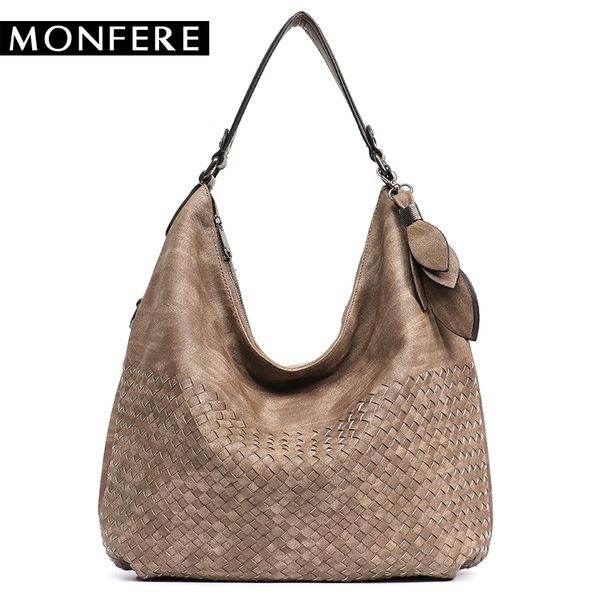 MONFER Women'S Vegan Leather Handbags High Quality Female Hobos Single  Shoulder Bags Vintage Big Woven Handmade Ladies Totes Bag Canada 2019 From  