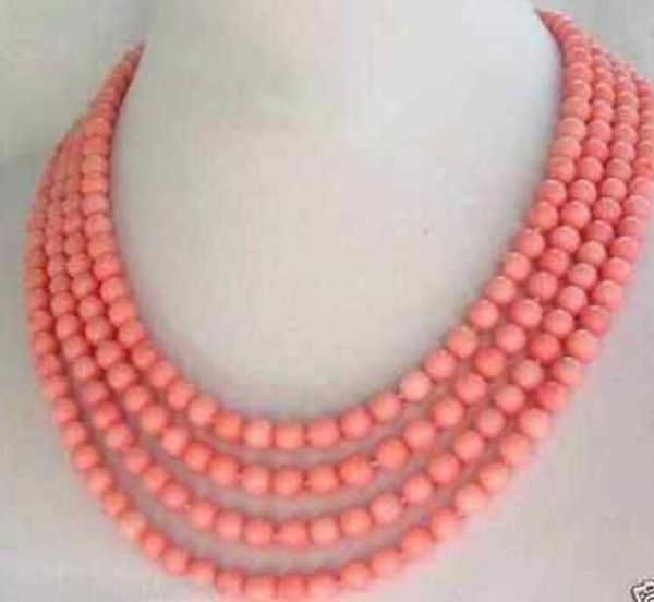 

new style ****fashion jewelry 4 strands 5-6mm pink coral necklace 16" 19"fashion wedding party jewellery, Silver