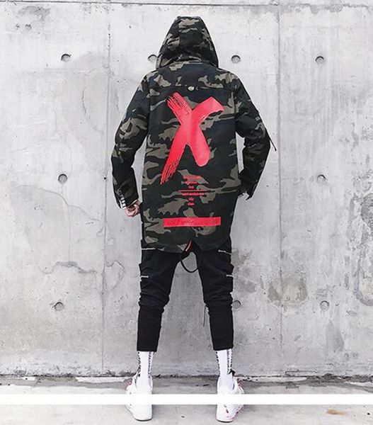 

man han edition of the new fashion boutique personality loose printed hip-hop hooded camouflage jacket m - 2 xl, Black;brown