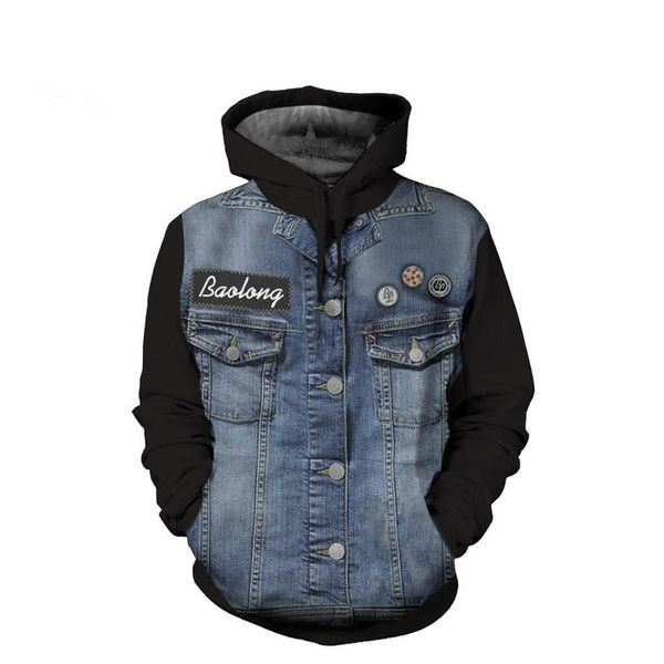

новая мода джинсы куртка 3d lprint hoodies мода одежда женщины / мужчины толстовка hoodies случайные пуловеры k192, Black