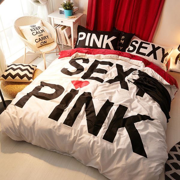 Thick Cotton Vs Secret Pink Bedding Set 200cmx230cm Victoria Duvet Cover Double Sided Bed Linen Bedding Set Queen Size Comforter Sets Cheap Cheap