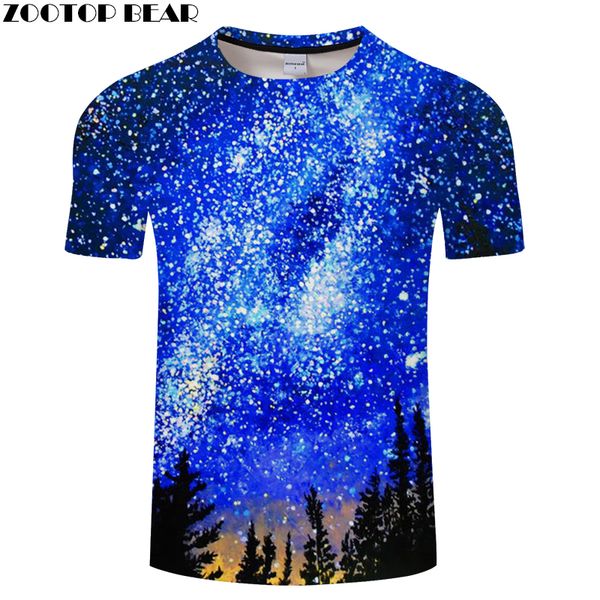 

starry sky t shirts 3d men t-shirts cool funny printed male novelty tees brand tshirts camisetas hombre new, White;black