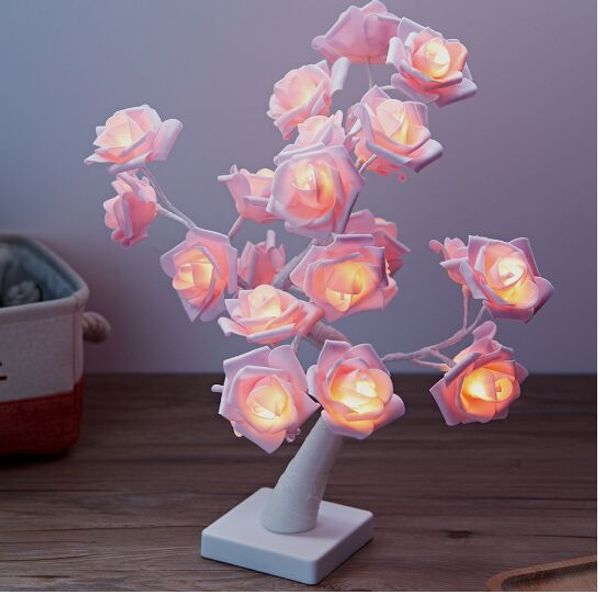 satin al usb pil hem fonksiyon el yapimi diy 24 adet plastik led gul agaclari isiklari lamba dugun dogum gunu hediyeleri ev dekorasyon cicek masa