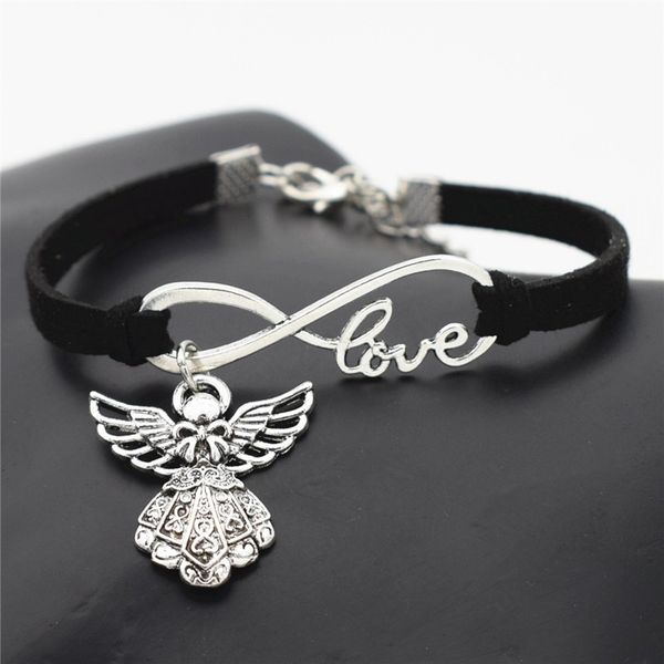 

afshor new vintage antique silver guardian angel charms pendant infinity love bracelets exquisite gifts unique jewelry for women men girls, Golden;silver