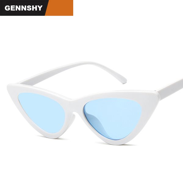 

2017 triangle small size frame cat eye sunglasses unique cool women men sun glasses transparent ocean lenses white color, White;black