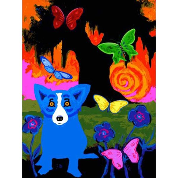 

High Quality Large Handpainted & HD PrintGeorge Rodrigue Animal Blue Dog Art Oil Painting on Canvas office Wall art Decor Multi Sizes a179