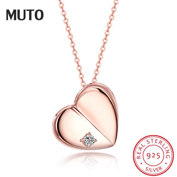 

muto genuine 925 sterling silver romantic heart pendant necklaces for women rose color plated silver jewelry gift svxl7077