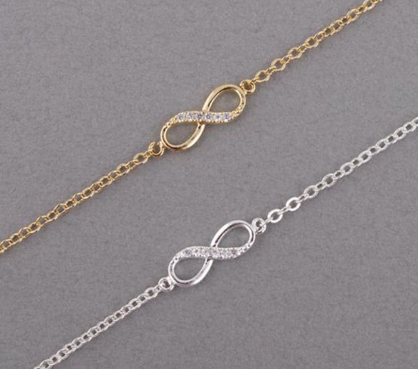 

designer jewelry bracelets charm for women with crystal stones bracelet infinity number 8 chain bracelets bileklik ing, Black